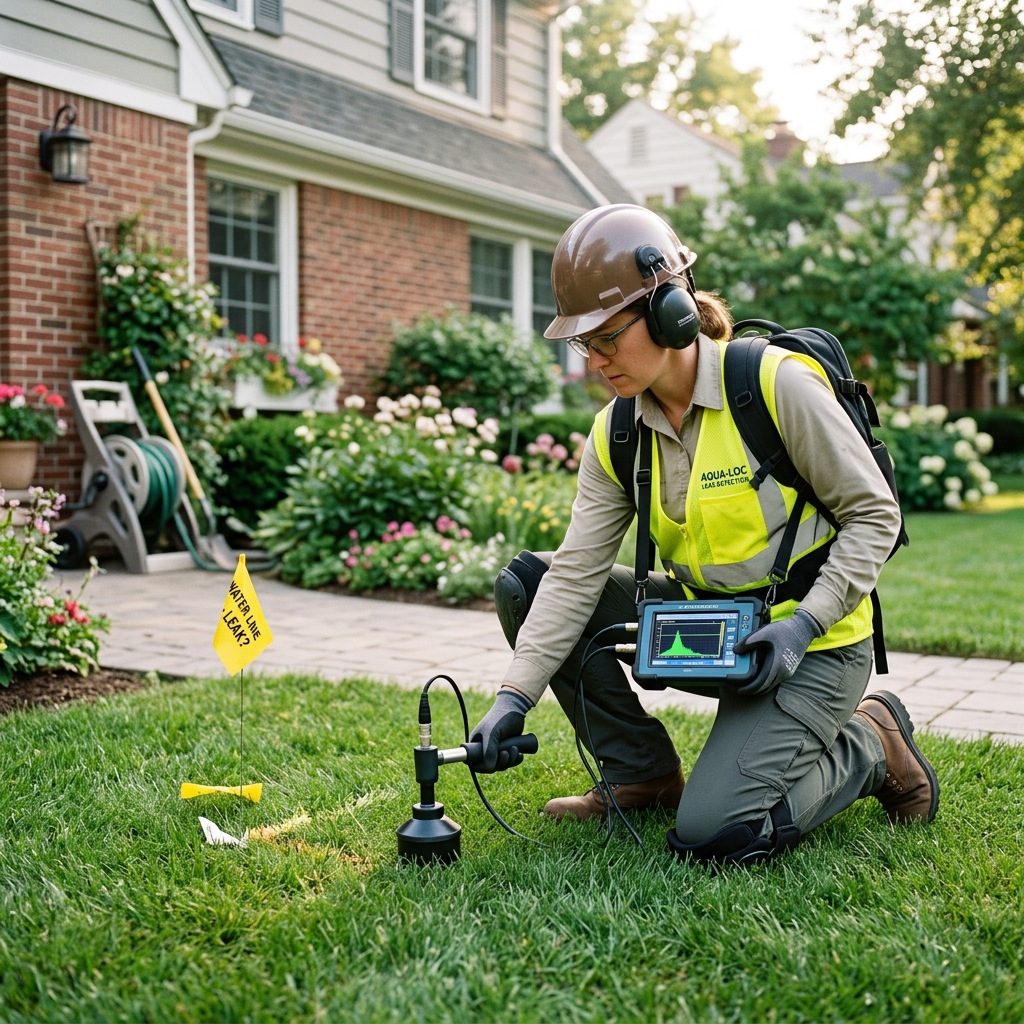 Thermal imaging camera and digital acoustic equipment detecting hidden water leak in Boca Raton home